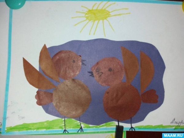 Аппликация Воробей в средней группе