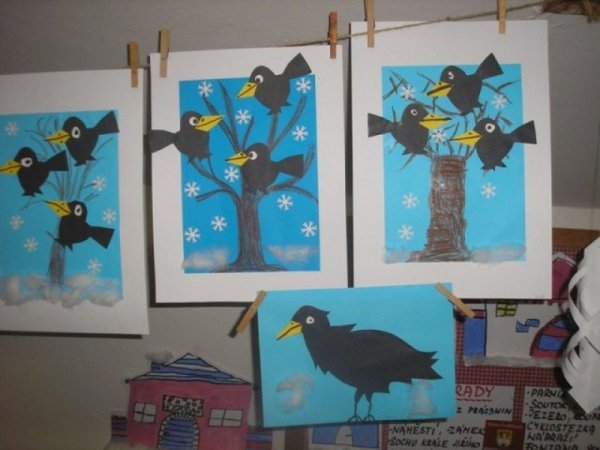 Аппликация Грачи прилетели в подготовительной группе