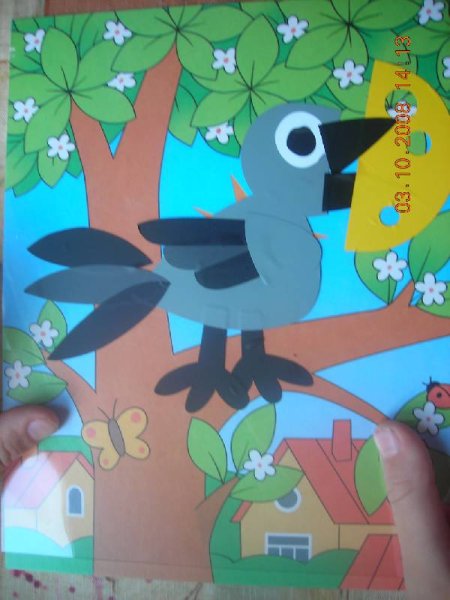 Аппликация ворона