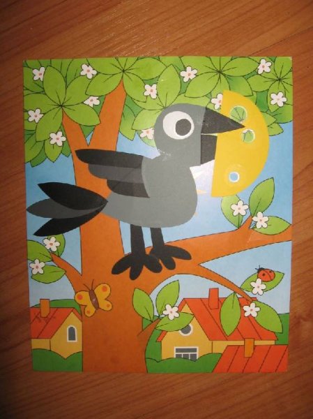 Ворона объемная аппликация