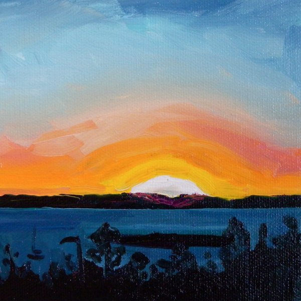 Восход гуашью