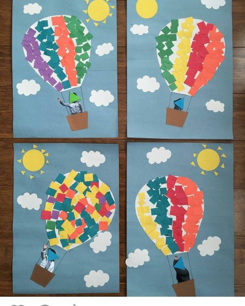 Аппликация воздушный шар с корзиной