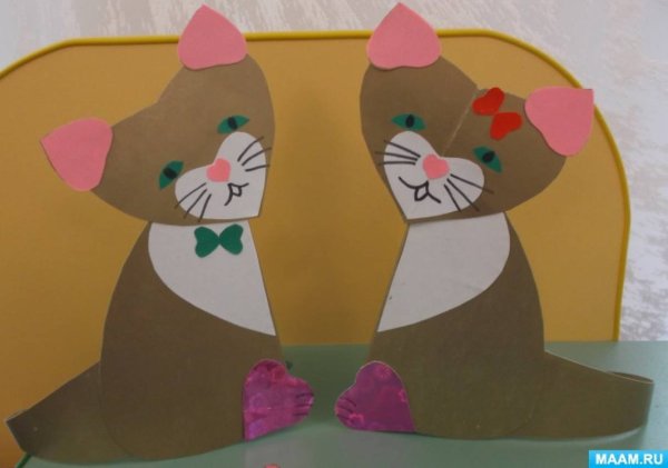 Аппликация кошка в средней группе