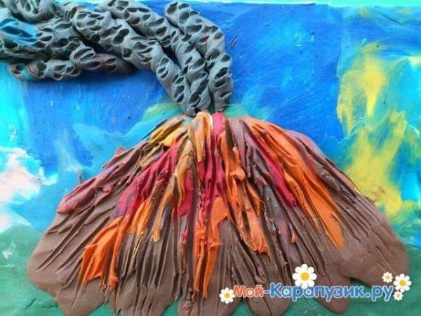 Вулкан из пластилина