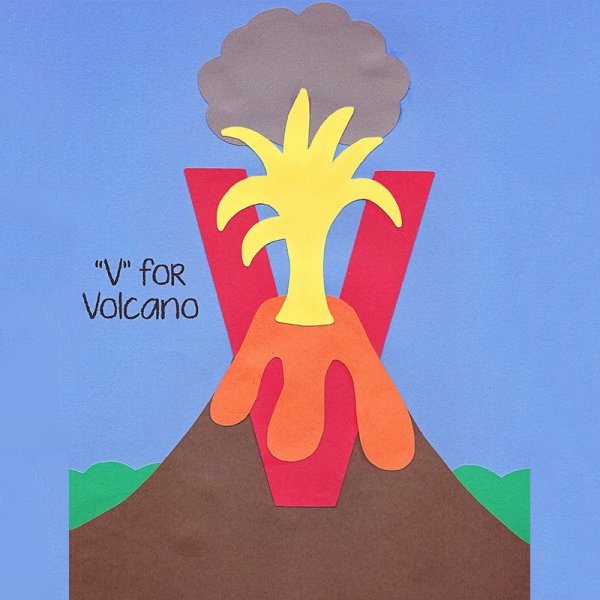 Аппликация вулкан для дошкольников