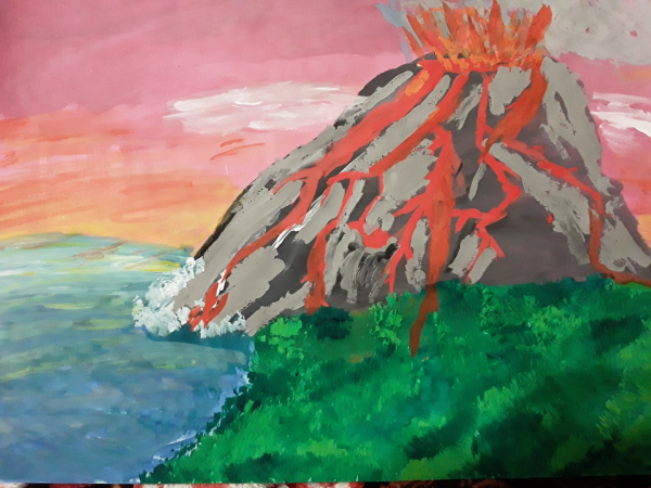 Вулкан рисунок