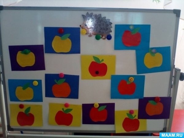 Яблоко с листочком аппликация младшая группа