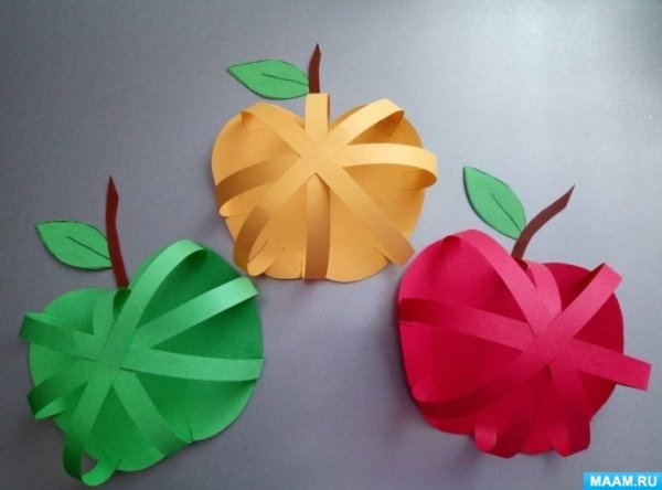 Яблоки из полосок бумаги