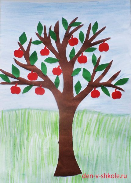 Рисование на яблоне поспели яблоки