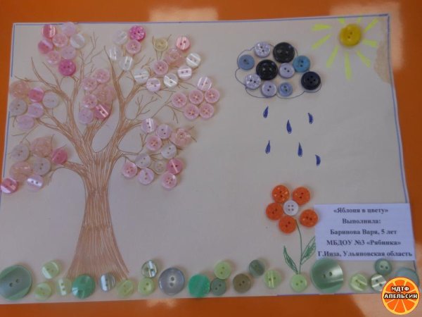 Аппликация яблоня в цвету в средней группе