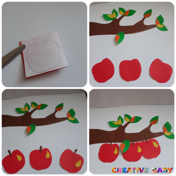 Аппликация дерево с яблоками