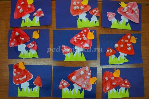 Аппликация грибы в подготовительной группе