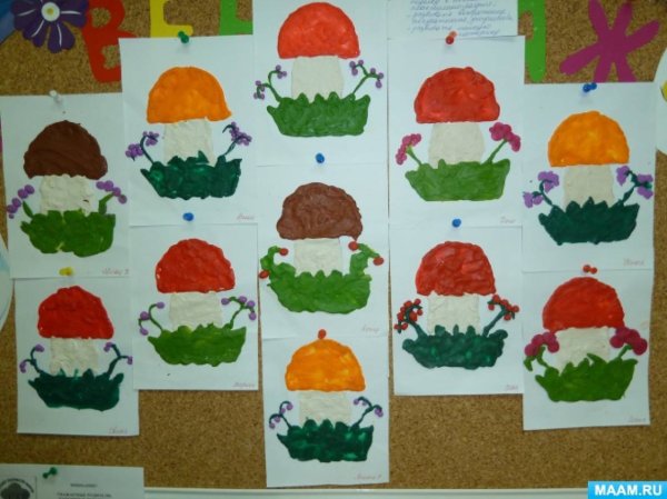 Рисование грибы в среднейруппе