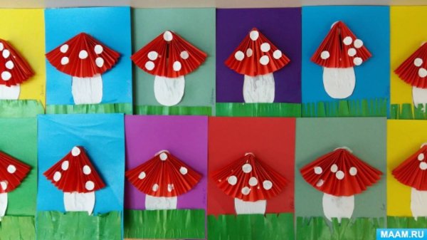 Аппликация мухомор старшая группа