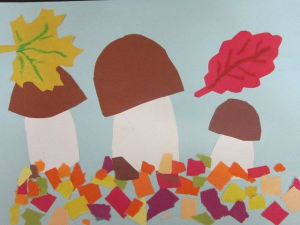 Аппликация на Лесной полянке выросли грибы