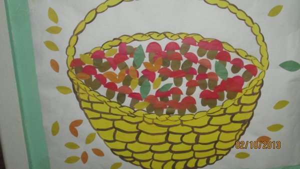 Аппликация корзина с грибами в средней группе