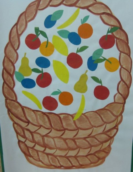 Аппликация корзинка с фруктами