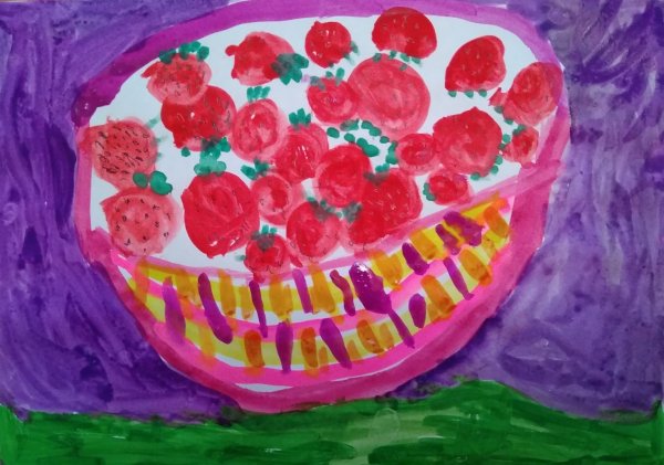 Аппликация лукошко с ягодами