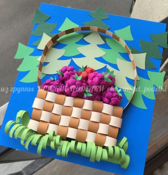 Аппликация корзина с ягодами