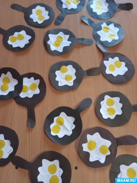 Аппликация яичница средняя группа