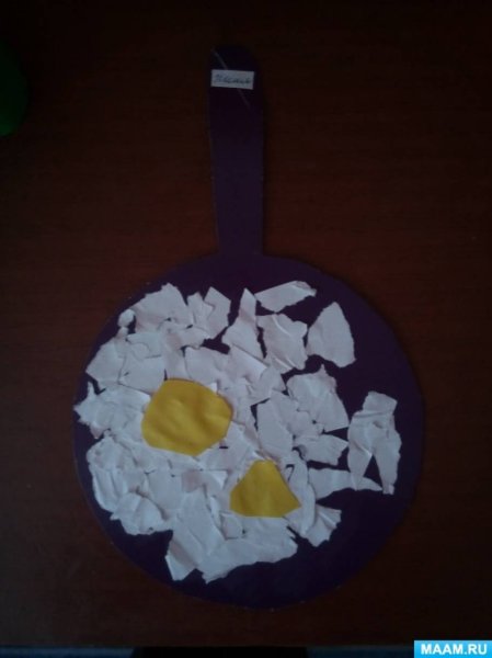 Аппликация яичница на сковороде подготовительной группе