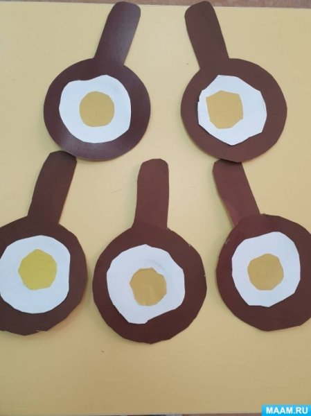 Аппликация яичница на сковороде подготовительной группе