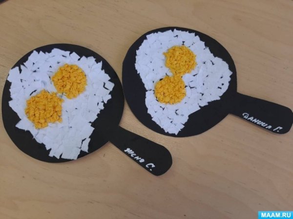 Аппликация яичница средняя группа