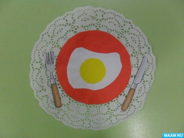 Аппликация яичница средняя группа