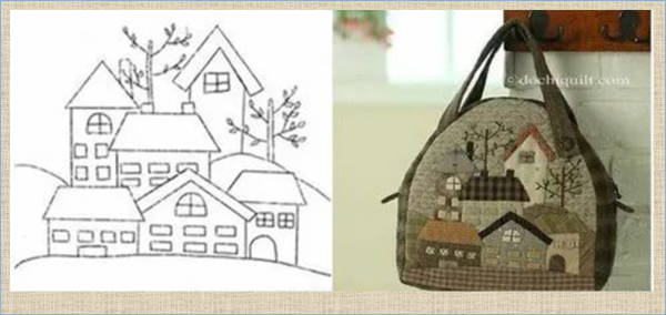 Лоскутные сумочки с домиками