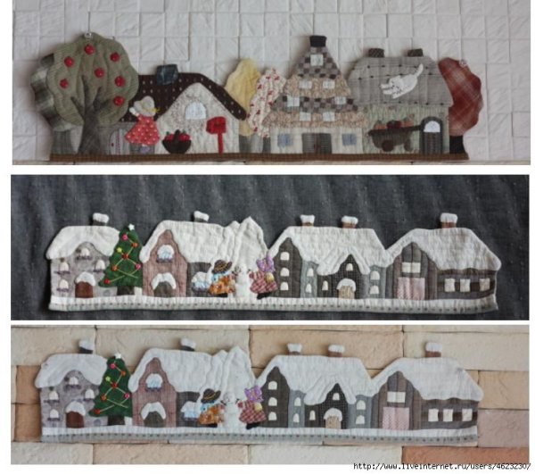 Лоскутная деревенька квилт
