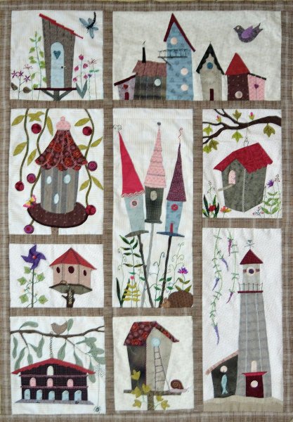 Аппликация домики из ткани