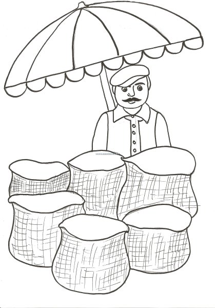 Торговец раскраска