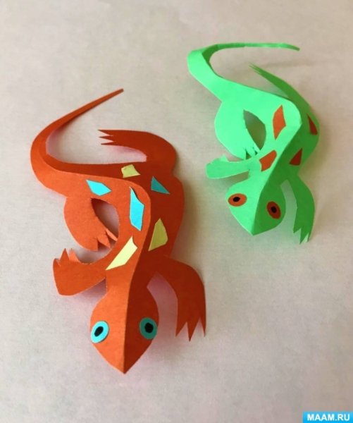 Аппликация ящерка старшая группа