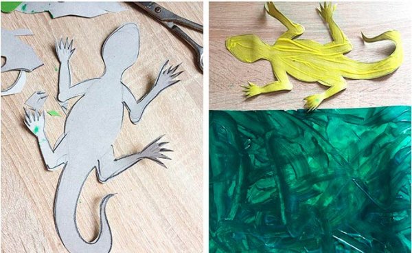 Поделка ящерица из бумаги