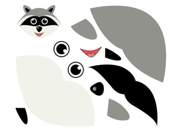 Аппликация енот шаблон