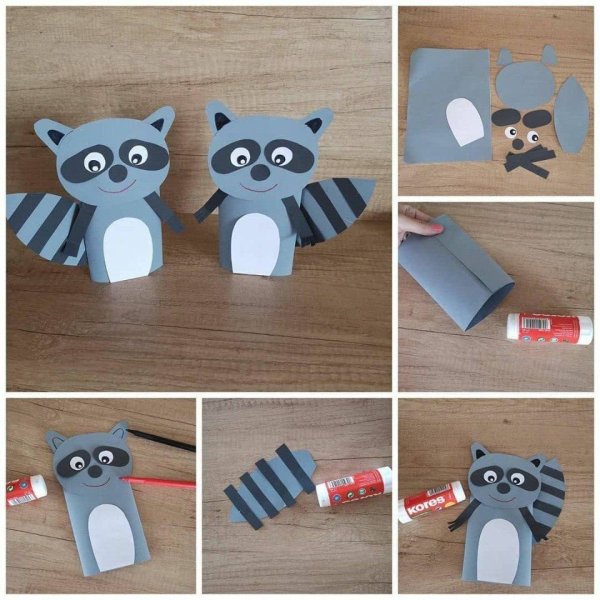 Подделка из цветной бумаги енот