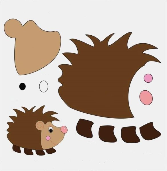 Аппликация Ежик из фетра выкройки