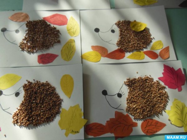 Аппликация из гречки