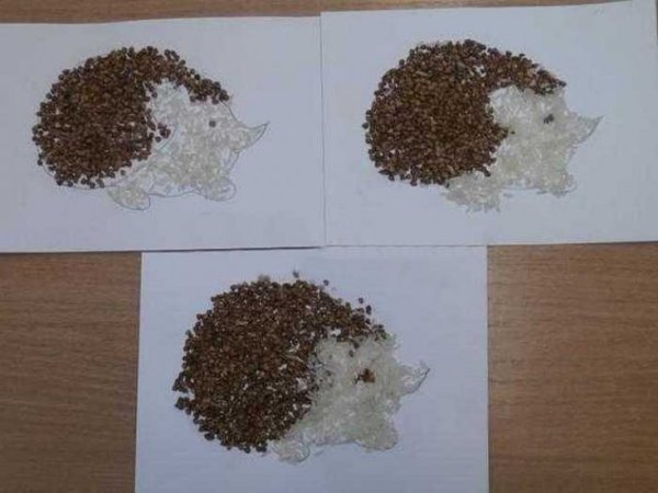 Ёжик из крупы поделка