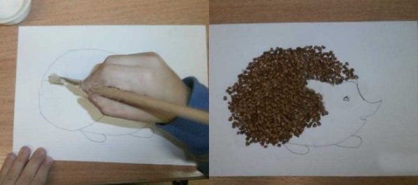 Поделки на бумаге из крупы