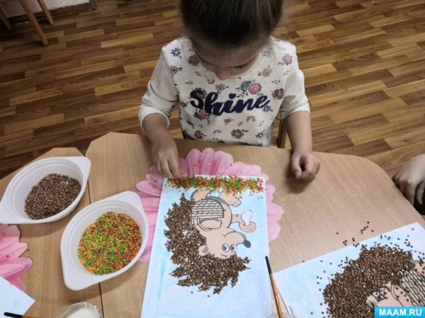 Аппликации с крупами занятия