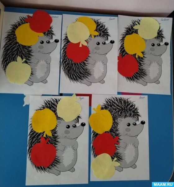 Аппликация Ежик в младшей группе