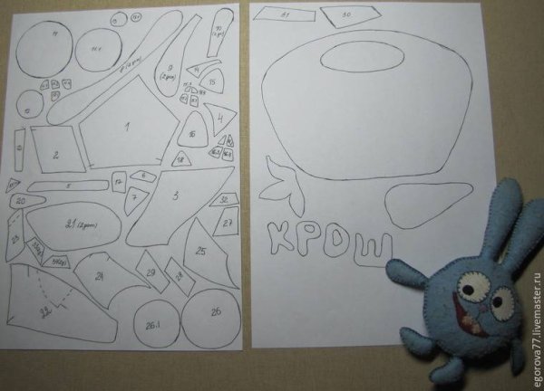 Смешарик Крош выкройка для фетра