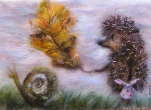 Картины из шерсти Ежик
