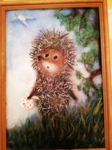 Декоративное панно из шерсти