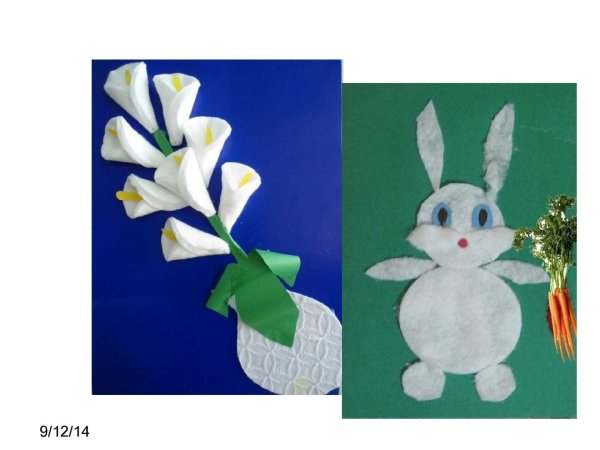 Аппликация заяц из ваты