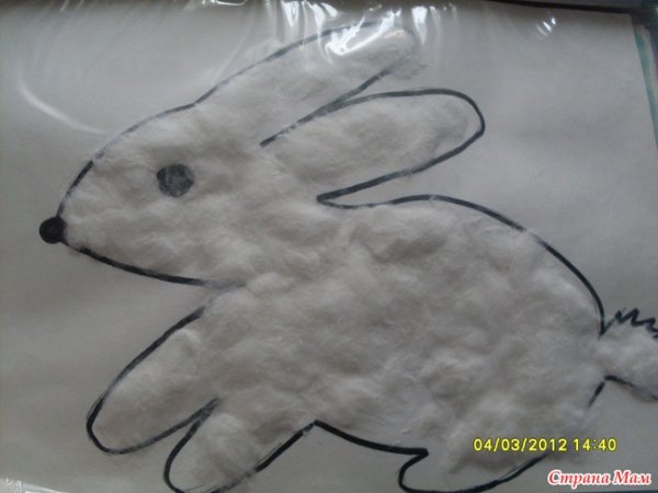 Заяц из ваты младшая группа