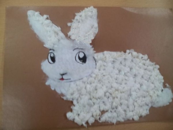 Аппликация заяц из салфеток