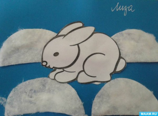 Аппликация зайчик 2 младшая группа