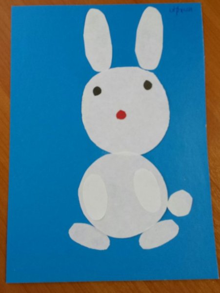 Аппликация заяц младшая группа
